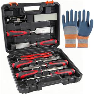 11 Piece Wood Chisels for Woodworking, Wood Chisel Sets Woodworking Tools Set with Honing Guide, Sharpening Stone and Storage Case