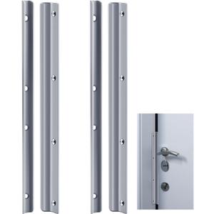 4 Pack 12 Inch Steel Door Latch Guard Plate Constructed Latch Shield Gray Painted Swing in Doors Plate Cover Protector for Security Strike Against Forced Entry Easy to Install