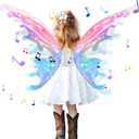 Kardeep Electric Fairy Wings for Girls, Moving Butterfly Wings with LED Lights and Music, light up fairy wings for Dogs for Birthday Halloween Christmas and Party Cosplay Dress Up Attire (Colorful-1)