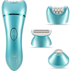 YHC Epilator for Women  3-in-1 Facial & Body Hair Remover, Wet & Dry Electric Shaver for Legs, Arms & Bikini, Cordless, Waterproof, USB Rechargeable (Blue)