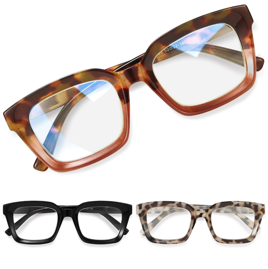 miyya Stylish Reading Glasses for Women, Cheaters Eyeglasses, Oversized Blue Light Readers, Fashion Eye Glasses