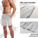 AMY COULEE Mens Athletic Workout Shorts 5.5" Cotton Casual Shorts Elastic Waist Joggers Sports SweatShorts (White, M)