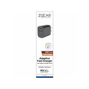 Z Gear USB-C Fast Wall Charger - 20 Watts for USB C