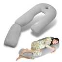 Pozico U-Shaped Full Body Pillow for Side Sleepers – 51-Inch Cooling Pregnancy Pillow with Ear Piercing Design for Neck, Back, and Hip Support – Removable Washable Cover Space-Saving Design