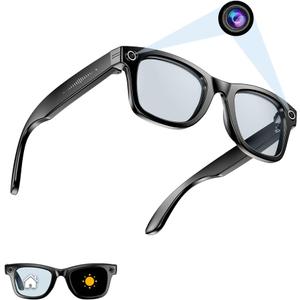 Smart Glasses Smartglasses Ai-Glasses Outdoor Recording Translation Bluetooth Sunglasses UV Protection 8MP HD SmartGlasses with Anti-Shake, Voice, Calling, Waterproof (Photochromic Lenses)