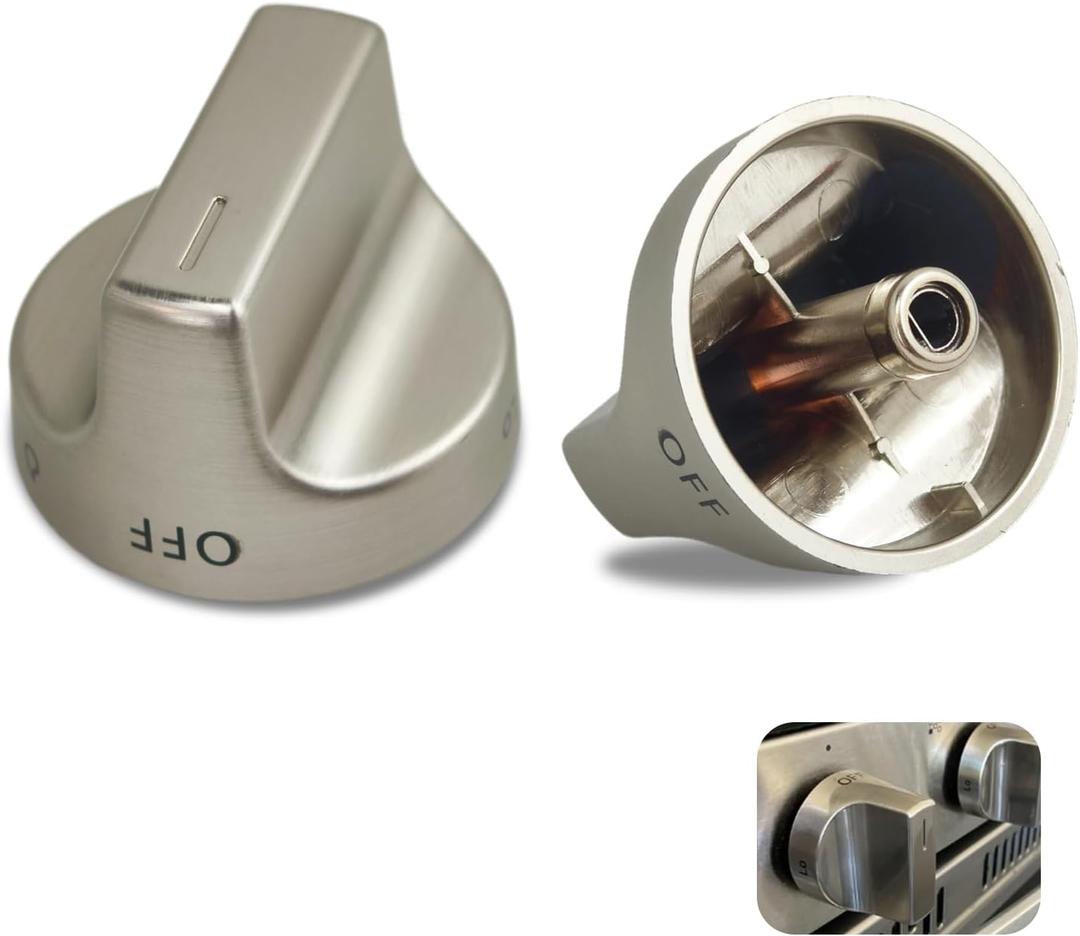 W11159630 Gas Stove Knobs, 2 Pack Silver Oven Knobs, Compatible with Whirlpool WFG525S0HS1 WFG525S0HV1 WFG525S0JS1 WFG525S0JS2 WFG550S0HZ0 WFG550S0HZ1 WFG550S0HZ2 Gas Range Knobs etc