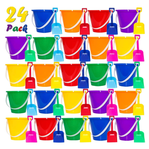 Holady 5.28'' Inch Sand Beach Buckets Pail with Shovels,Sand Bucket Water Pail for Beach Fun Great Summer Party Accessory(24 Bucket+24 Shovels)