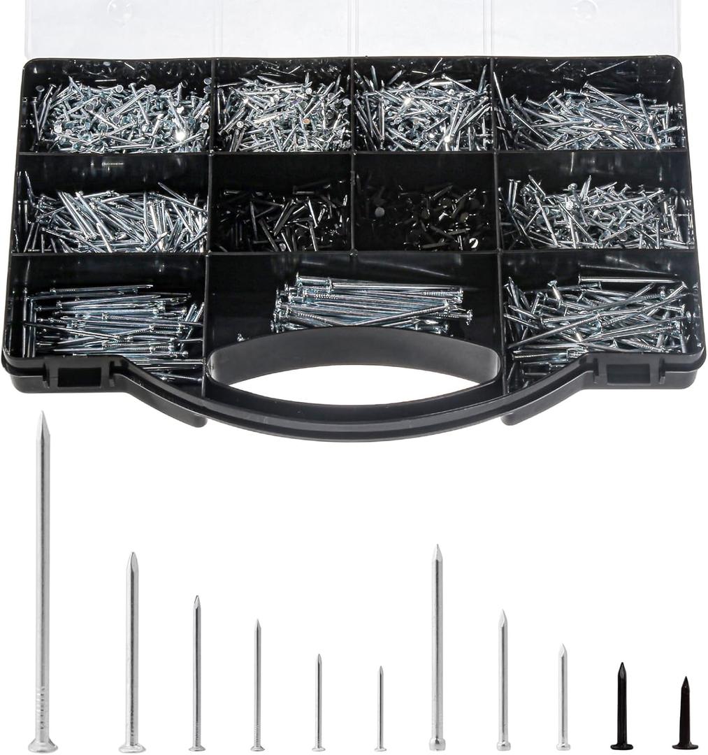 2510pcs Nail Assortment Kit for Hanging Pictures, Small Finishing Nails, Wall Pins