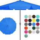 JEAREY 9 FT Patio Umbrella Outdoor, Table Umbrellas Market Umbrella w/Push Button Tilt/Crank, 8 Sturdy Ribs(Royal Blue)