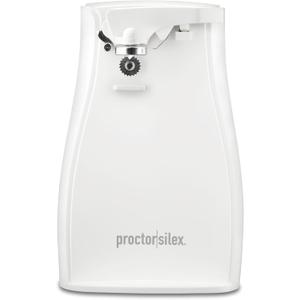 Proctor Silex Power Electric Automatic Can Opener for Kitchen with Knife Sharpener, Twist-off Easy-Clean Lever, Cord Storage, White (75224PS)