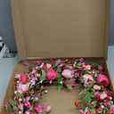 Valentines Day Decorations 20 Inch Valentine's Day Wreath Pink Valentine Wreaths for Front Door with Red Love Heart Berries Pink Tulips Wedding Anniversary Decor