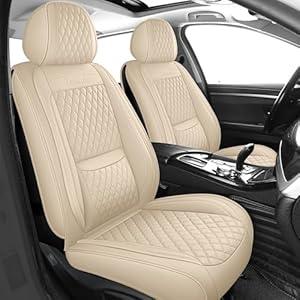 Front Car Seat Covers 2PCS,Luxury Heavy-Duty Nappa Leather 3D Design Universal Fit Waterproof Automotive Seat Covers& Accessories for SUV Trukcs,forros para asientos de carro,Style1 Black (Black Full Coverage)