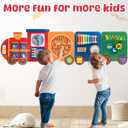Train Activity Wall Busy Board Panels, 11-in-1 Wooden Sensory Wall Panel, 57 inches