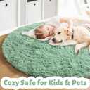 Amdrebio Sage Green Round Rug 6Ft for Living Room Bedroom, Fluffy Furry Circle Rugs for Nursery, Classroom, Baby Kids Room Decor, Cute Shaggy Area Rug for Teen Boys, Fuzzy Plush Light Mint Carpet