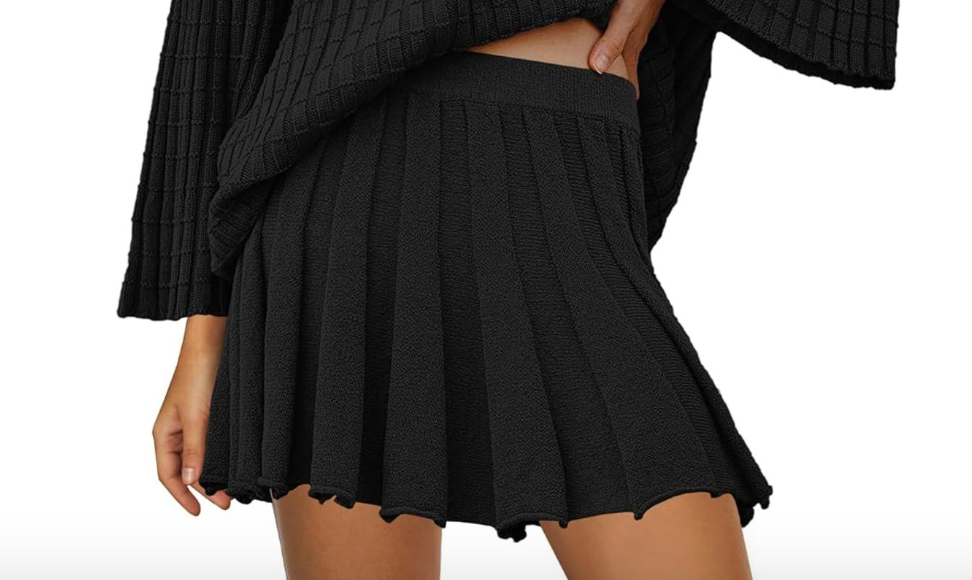SENSERISE Fall Skirt Women Outfits Skirts Set Loungewear (Small, Black)