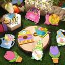 Ferraycle 36 Pieces Spring Flower Ornaments Floral Tree Ornaments Easter Wood Tulip Hanging Decorations Wooden Gnome Decorations for Home Colorful Flower Decor for Small Tree DIY Craft(Bee)