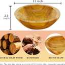 Natural Wooden Decorative Bowl for Home, Wood Fruit bowl for Kitchen Counter, Hand Carving Wood Bowl for Keys, Purses, Nuts, Decorative Balls - Unique Handmade Gift (11" diameter)