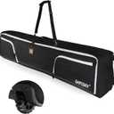 DAFISKY Ski Bags for Air Travel - Ski Bag with Wheels Fit Single Snowboard or Double Skis up to 175 or 190 cm All-Round Padded Protection for Boots, Helmet, Ski Gear (Black)