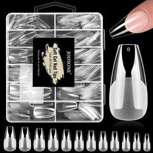 3 x JODSONE Short Straight Nails Tips Full Cover Soft Gel Nail Tips for Professional Pre-shaped Straight Shape False Nail Half Matte Fake Nail 10 Sizes 240PCS