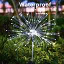 2 x JJGoo Solar Firework Lights, 2 Pack 120 LEDs 2 Lighting Modes Solar Garden Lights Outdoor Waterproof for Yard Patio Walkway Pathway Party Wedding Christmas Decorative- Cool White