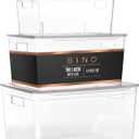 BINO 3-Piece Plastic Organizer Bins with Lids Set - Clear | THE LUCID COLLECTION | Stackable Storage Organizer | Office Kitchen & Bedroom | Bin for Clothing Books Makeup & Toys
