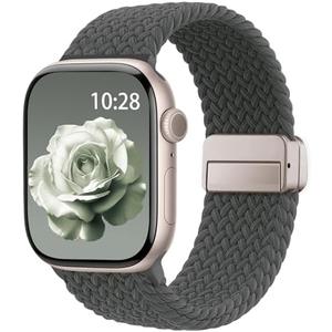 Braided Stretchy Band Compatible with Apple Watch Bands 38mm 40mm 41mm 42mm 44mm 45mm 46mm 49mm Women Men, Soft Nylon Solo Loop Magnetic Sport Strap for iWatch Series 11 10 9 8 7 6 5 4 3 2 1 SE Ultra