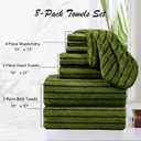 8 Pcs Army Green Cabana Stripe Large Bath Towel Set Oversized Bath Sheet-2 Bath Towels,2 Hand Towels,4 Washcloths Soft Jumbo Towels Absorbent Shower Towel Beach Chair Towels Spa Gym Hotel Towel