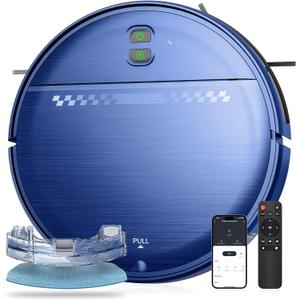 Robot Vacuum and Mop Combo, 2-in-1 Mopping Robot Vacuum Cleaner with 2300Pa Suction, 2.87'' Slim Design, Wi-Fi/App/Voice Control, 3D Obstacle Avoidance&Self-Charging for Hard Floors, Carpets, Pet Hair (Multicolor)