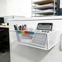 Magnetic Basket Organizer Holder for FridgeMagnetic Shelf for Washing Machine Magnetic Mesh Basket, White Rectangular Steel Shelf Organizer, 10.43 x 4.92 x 3.15 Inches (White, 1 pack)