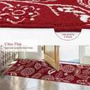 2x8 Washable Christmas Runner Rug with Non Slip Backing, Absorbent & Dirt-Trapping, Red and White High-Low Textured Floral Hallway Carpet for Kitchens, Laundry Rooms, Bathrooms, Entryways