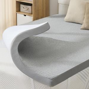 SINWEEK 3 Inch Mattress Topper Full Size, Soft Memory Foam for Back Pain Relief, Double Bed Topper with Grey Cover, CertiPUR-US Certified