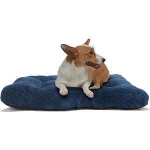 30"x19" Crate Bed for Dog Washable,Navy Blue Extra Soft Plush Dog Pad with Comfort Anti-Slip Bottom fit Crates Fluffy Pet Sleeping Bed,Deluxe Cozy Mattress fit Medium Kennel or Cage Small Dogs Mat