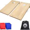 GoSports 4 x 2 ft Classic Wooden Cornhole Board Set - Portable Bean Bag Toss Game for Adults & Family - Includes Set of 8 Bean Bags with Tote Bag