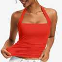 Avidlove Womens Tank Tops Double Layer Summer Ruched Going Out Tops Basic Cami Sexy Crop Tops Y2k Outfits Red M (Red, M)