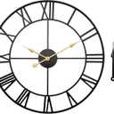 Large Big Wall Clocks for Living Room,Decorative Round Modern Wall Clock,Roman Silent Black Clock Battery Operated for Bedroom/Kitchen/Entryway/Office/Farmhouse 24Inch