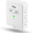 KMC Wall Surge Protector,6 Outlet Wall Mount Power Strip with 2 USB Charging Ports Total 2.4 AMP,Dual Slide-Out Smartphone Holders Design, Portable for Travel/Home/Office Use,ETL Certified (1 PACK)