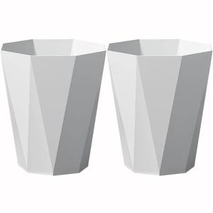 Trash Can Plastic Waste Basket 2.6 Gallon Garbage Can for Bathroom Office Bedroom Kitchen, 2 Pack White