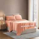 Nestl Extra Deep Queen Sheet Set - 6 Piece Breathable & Cooling Sheets - Hotel Luxury Bedding Set w/18-24 Inch Extra Deep Pockets - Easy & Secure Fit - Super Soft, Wrinkle Free & Comfy - Peach Beige