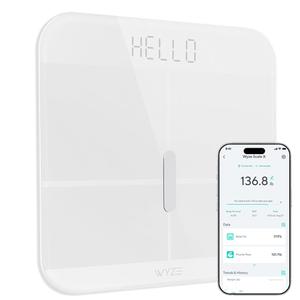 Wyze Smart Scale X - FSA/HSA Eligible - Digital Bathroom Scale for Body Weight, BMI, Body Fat, Muscle Mass, Heart Rate Monitor | ITO Glass & LED Backlight | Batteries Included, 400 lbs (White)