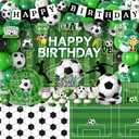 Soccer Birthday Party Decorations,276pcs Soccer Party Decorations Soccer Birthday Plates Napkins Cups Tablecloth Backdrop Cake Topper Balloon Arch for Soccer Party Supplies,Serve 24