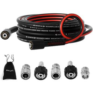 Pressure Washer Hose 1/4",Kink Resistant M22 14mm Fittings & 3/8'' Quick Connect Kit, Power Washer Hose Extension Replacement Hose for Gas Electric Pressure Washer - 3600 PSI(25FT)