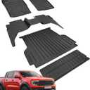 2024 2025 2026 Full Sets Floor Mats for Ford Ranger SuperCrew Cab | 5FT Bed Mat with Tailgate Mat, All Weather for Truck Bed Liners for XLT Raptor XL Lariat, HeavyDuty, Anti Slip Accessories