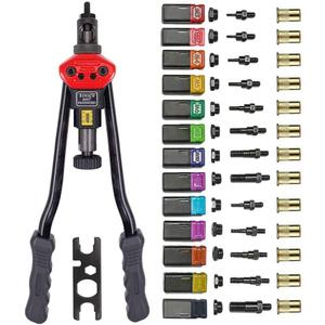 16Hand Rivet Nut Tool,Professional Rivet Nut Setter Kit with 13 MandrelsM3 M4 M5 M6 M8 M10 M12 SAE 8-32,10-24, 1/4-20, 5/16-18, 3/8-16,1/2-13And 125 PCS Rivets Nuts