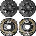 VEVOR Trailer Hub Drum Kits 8 on 6.5" B.C. with 12" x 2" Electric Brakes, Self-Adjusting Trailer Brake Assembly for 7000 lbs Axle, 5-Hole Mounting, Backing Plates for Brake System Part Replacement