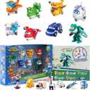 Super Wings 15-Pack Transforming Toys 2 inch Airplane Robot Mini Action Figures with Real Mobile Wheels for Kids 3 4 5 6 7 8+ Birthday Party Supplies for Preschool Boys and Girls