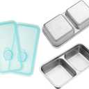 Quzzy Grab and Go Snack Containers Reusable, Stainless Steel Double Compartment Snack Containers with Lids, Food Lunch Meal Container Prep for Travel and Outdoor Camping, Small Packs Container (2PCS)