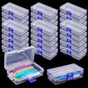 Dimeho 30 Pcs Plastic Crayon Boxes with Latching Lid Crayon Organizer Storage Containers Clear Art Craft Supply Holder Case for Craft Pencils Puzzles Beads Jewelry Making Sewing