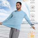 Light Face Men's UPF 50+ Sun Protection Hoodie Shirts Long Sleeve Rash Guard Fishing Hiking SPF UV Shirt Quick Dry (Blue, S)
