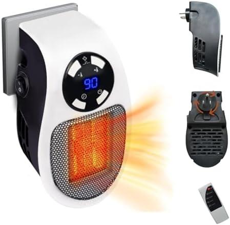 Plug In Heater For Indoor Use, Remote Portable Electric Heater With Programmable Adjustable Thermostat, Overheat Protection, Precise Led Display, Portable Top Heat Plug In Heater