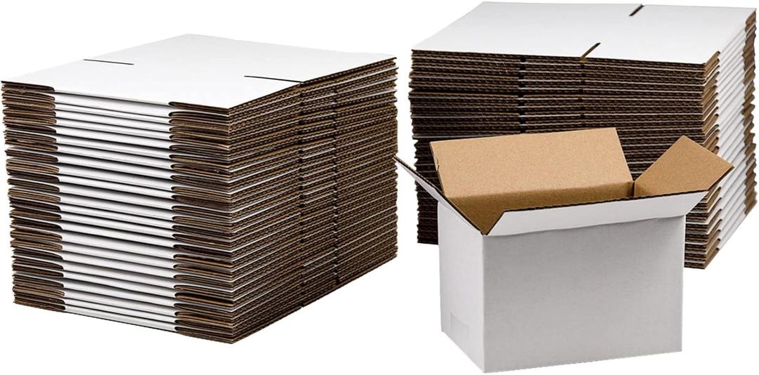 50 Pack 6x4x4 Inches Shipping Boxes, Small Corrugated Cardboard Boxes for Mailing and Packing, White